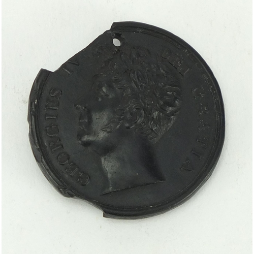 498 - George IV vulcanite token, dated June 26th 1830