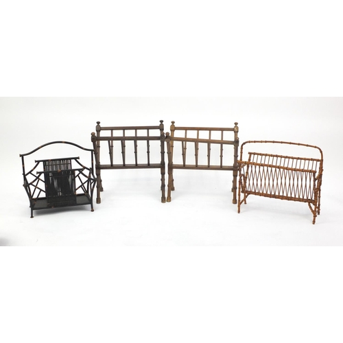 68 - Four magazine racks including one painted metal and bamboo