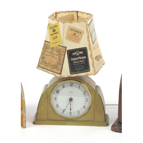 166 - Vintage Metamec alarm clock table lamp and two book rests