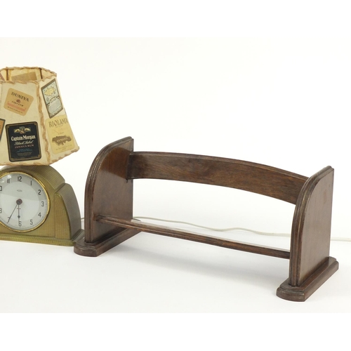 166 - Vintage Metamec alarm clock table lamp and two book rests