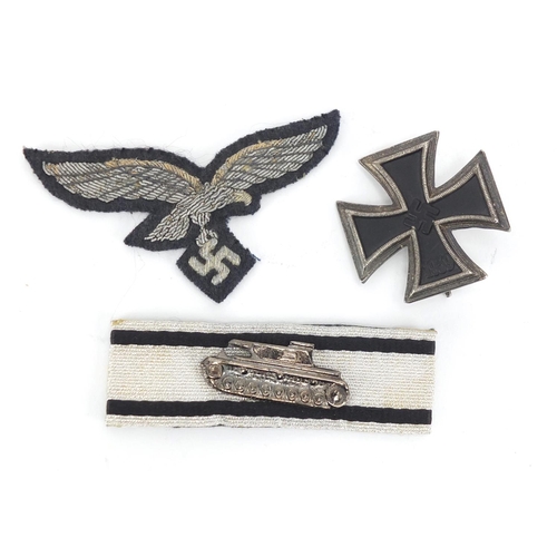 988 - German style Military interest iron cross, cloth patch and tank badge