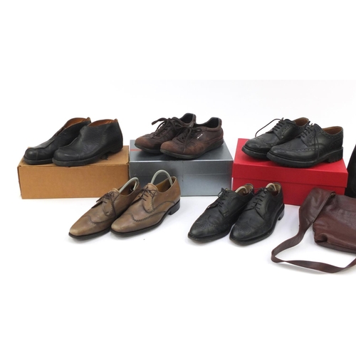 818 - Five pairs of designer shoes and three handbags including Prada and Grenson