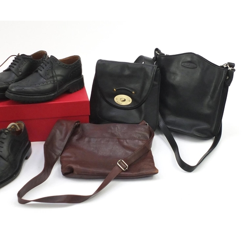 818 - Five pairs of designer shoes and three handbags including Prada and Grenson