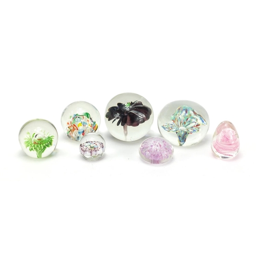 460 - Seven colourful glass paperweights