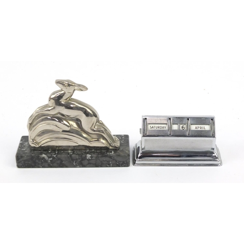 531 - Art Deco style leaping deer and a desk calendar