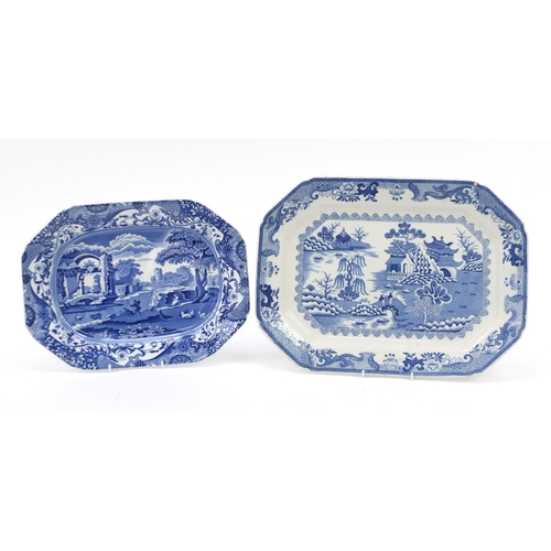 799 - Two blue and white meat plates comprising Masons and Copeland Spode, the largest 45cm wide