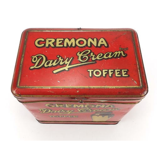 164 - Vintage Cremona enamelled toffee tin, 29cm high