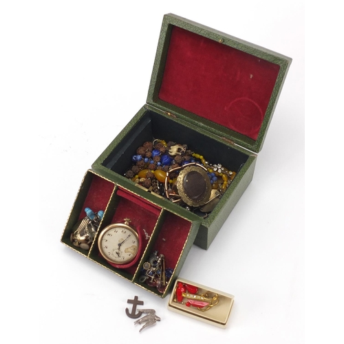 346 - Costume jewellery including Victorian mourning brooches, necklaces and watches