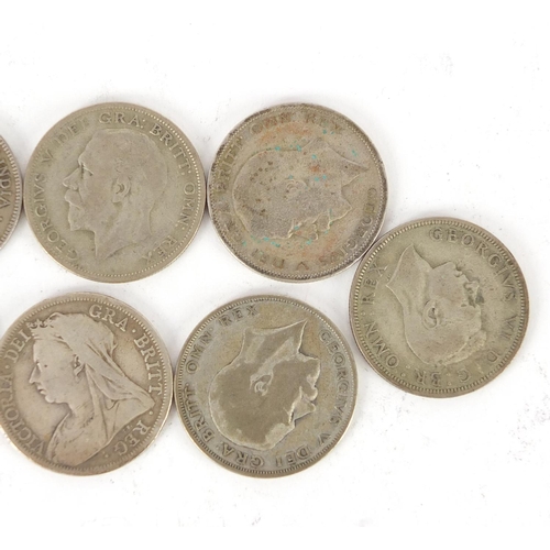489 - Mostly British pre 1947 coinage including 1935 rocking horse crown and half crowns