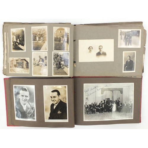 916 - Album of family photographs including cricket teams, weddings and an album of film star autographed ... 