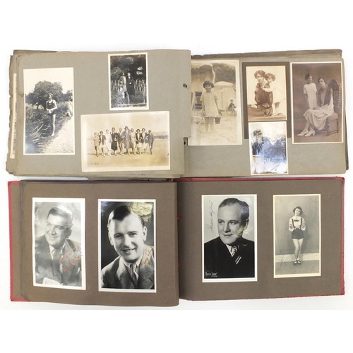 916 - Album of family photographs including cricket teams, weddings and an album of film star autographed ... 