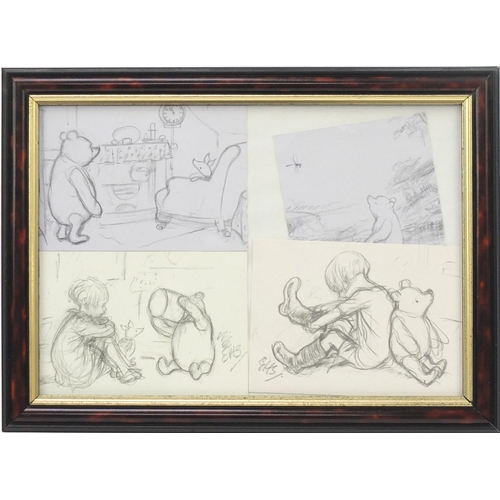 419 - Four Winnie The Pooh pictures, framed, overall 34cm x 25cm