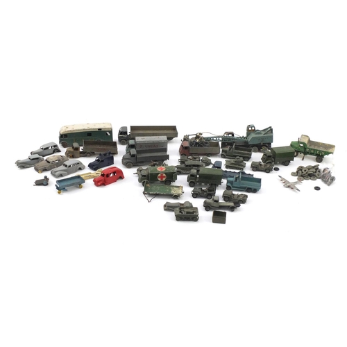 441 - Mostly Dinky die cast army vehicles including ambulances, wagons and tanks