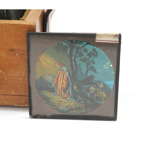 949 - Vintage coloured glass Biblical scene magic lantern slides