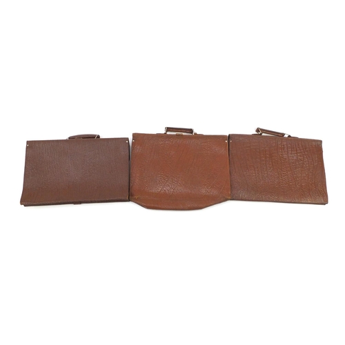 443 - Three brown leather satchels, each 44cm wide