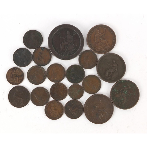 483 - Predominantly antique British coinage including George III 1797 cartwheel two pence and Victorian 18... 