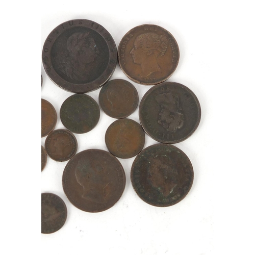 483 - Predominantly antique British coinage including George III 1797 cartwheel two pence and Victorian 18... 