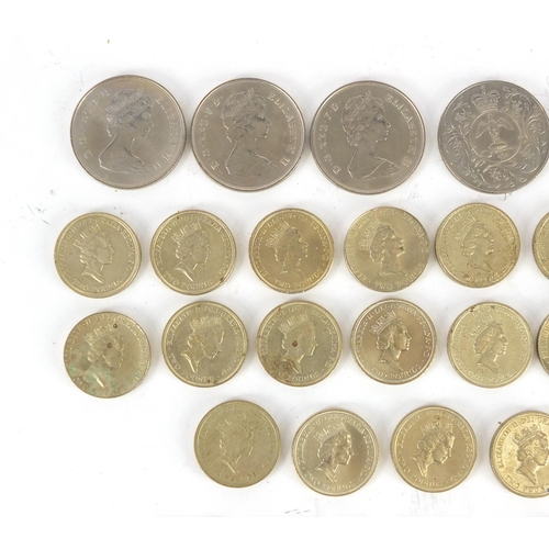 503 - British coinage including five pounds, two pounds, one pounds coins and fifty pence pieces