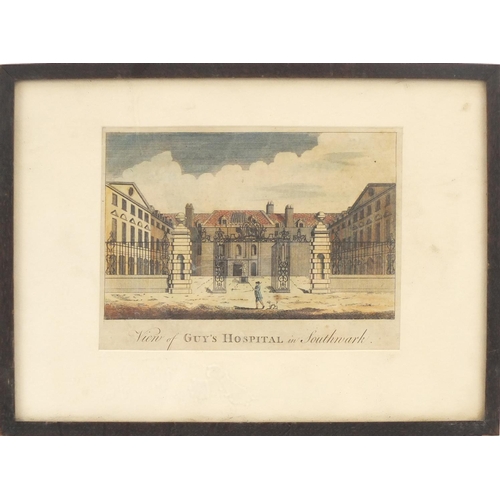 476A - Guys hospital in Southwark antique print, mounted and framed, 17.5cm x 13cm