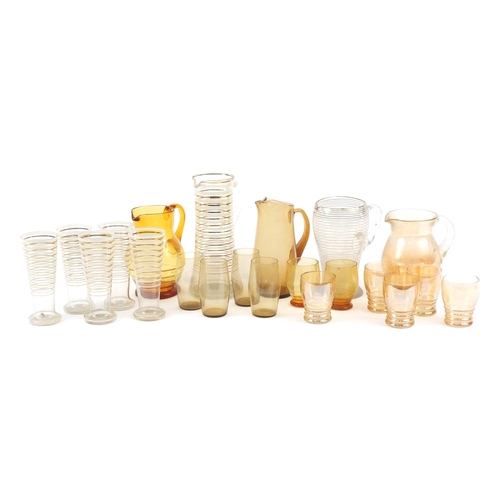 849 - Glass lemonade sets including Whitefriars and Art Deco