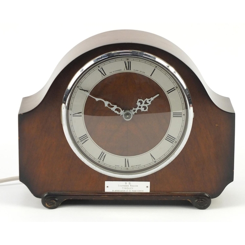 471 - Art Deco mantel clock, the chapter ring marked The Alexander Clark Co, the movement by Smiths, 30cm ... 