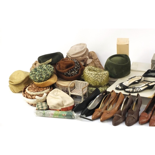 896 - Large selection of vintage and later ladies hats and shoes