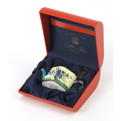 757 - Charlotte Di Vita enamelled teapot edition number C322 with box and certificate