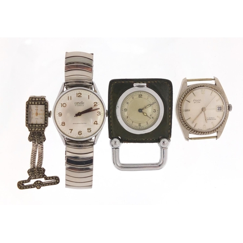 341 - Watches including Corvette, Agon and a ladies Accurist marcasite fob watch