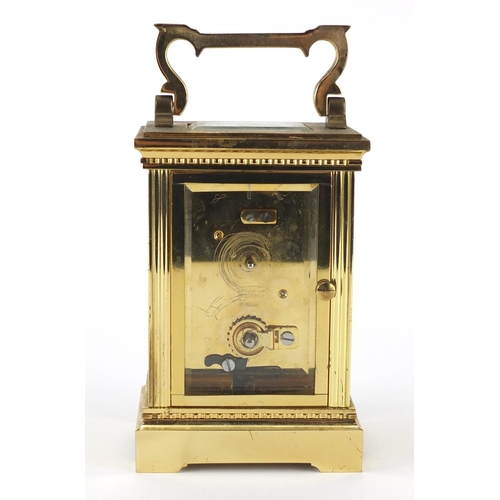 2053 - Brass cased carriage clock retailed by Evans & Evans of Alersford, 12.5cm high