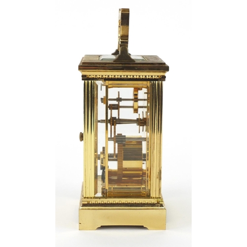 2053 - Brass cased carriage clock retailed by Evans & Evans of Alersford, 12.5cm high