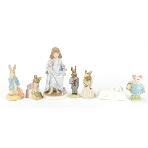 2213 - Collectable figures and animals including Royal Worcester Lullaby and Royal Doulton Bride Bunnykins,... 