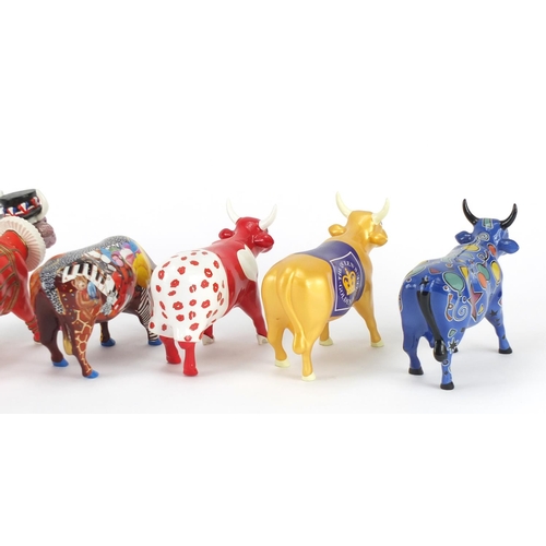 2052 - Six collectable Cow Parade cows including Babe in Toyland and The Queens Golden Jubilee, each approx... 