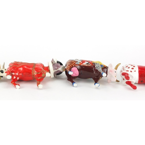 2052 - Six collectable Cow Parade cows including Babe in Toyland and The Queens Golden Jubilee, each approx... 