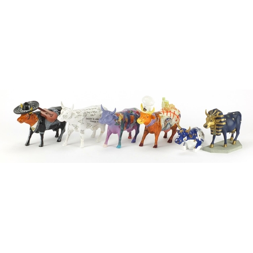 2063 - Six collectable Cow Parade cows including Silly Cow! and Tutan Cowman , each approximately 16cm in l... 