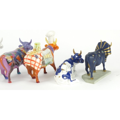 2063 - Six collectable Cow Parade cows including Silly Cow! and Tutan Cowman , each approximately 16cm in l... 