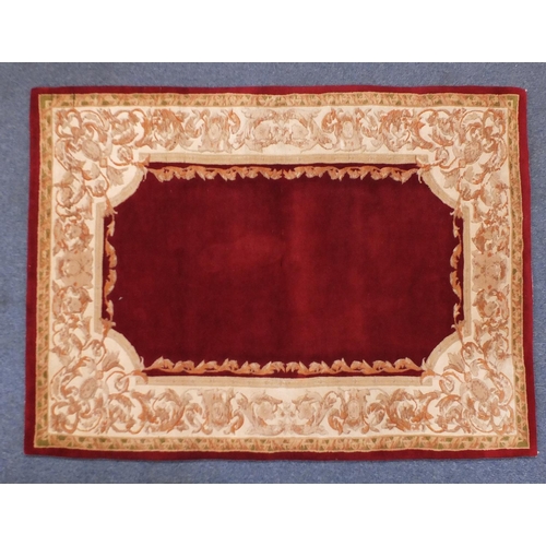 41 - Red and cream ground floral rug, 180cm x 124cm