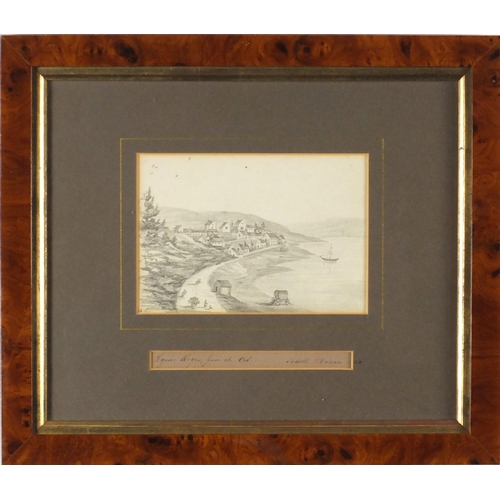 418 - South Devon, three antique pencil drawings, each titled, mounted and framed, the largest 17.5cm x 12... 