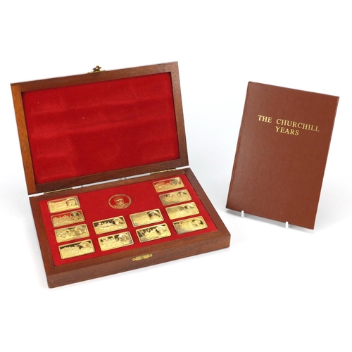 2292 - The Churchill Years silver gilt ingot collection by The Pobjoy Mint, set of twelve silver gilt ingot... 