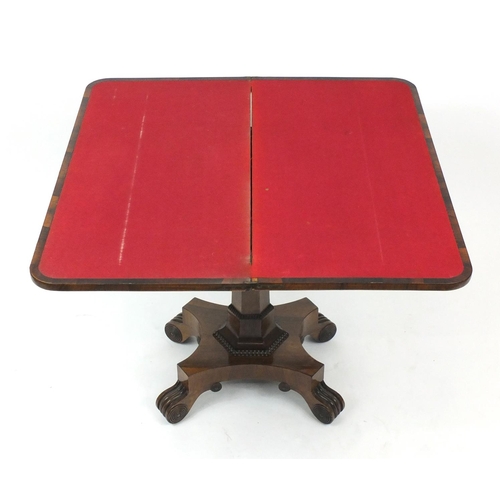 16 - Georgian rosewood folding card table, 73cm H x 92cm W x 45cm D (folded)