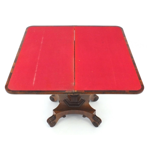 16 - Georgian rosewood folding card table, 73cm H x 92cm W x 45cm D (folded)