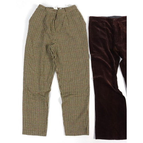820 - Three vintage pairs of trousers including a pair of gentleman's Adamo flares size 30,  ladies Slimma... 