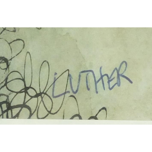 93 - Peter Luther - Promethius Bringing Fire, pen and wash,  inscribed verso, mounted and framed, 40cm x ... 
