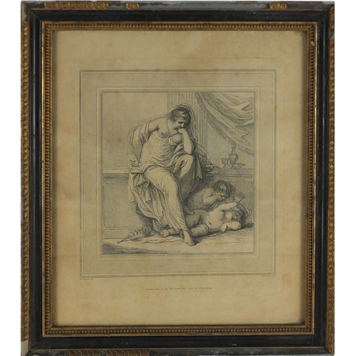 92 - Francesco Bartolozzi - Five black and white classical engravings, each framed, approximately 33cm x ... 