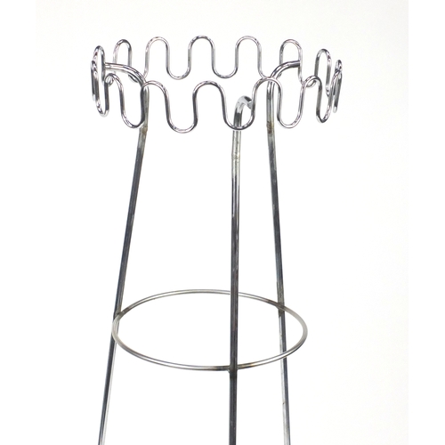 64 - Modernist chrome tapering coat stand, 155.5cm high