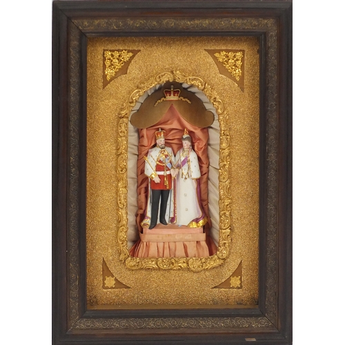 142 - King and Queen clockwork musical diorama, 67cm x 49cm