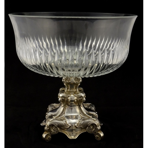 2179 - 19th century German silver plated and glass center bowl by C Henniger, impressed marks to the base, ... 