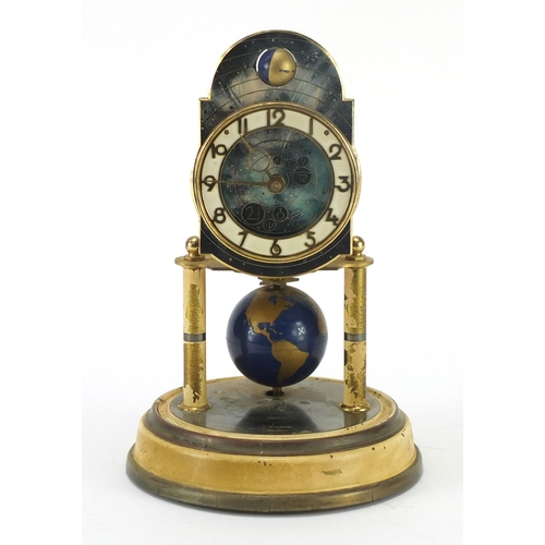 2090 - German brass Anniversary clock by J Kaiser with Arabic numerals, 25cm high