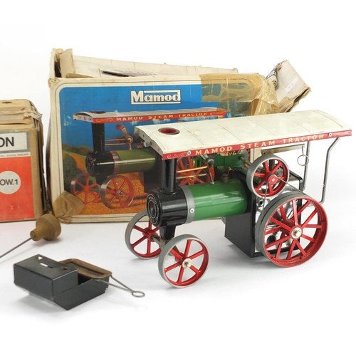 2339 - Mamod steam tractor engine and open wagon, with boxes