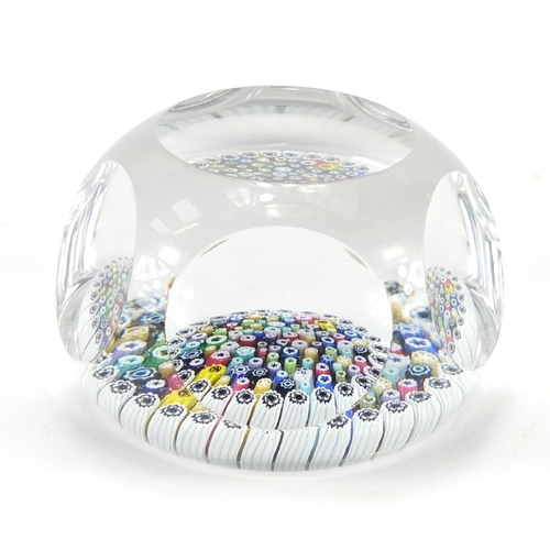 2250 - Whitefriars Millefiori faceted glass paperweight with 1970 date cane, 8cm in diameter