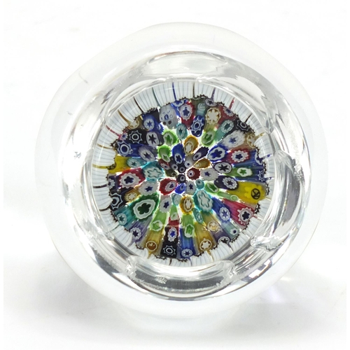 2250 - Whitefriars Millefiori faceted glass paperweight with 1970 date cane, 8cm in diameter